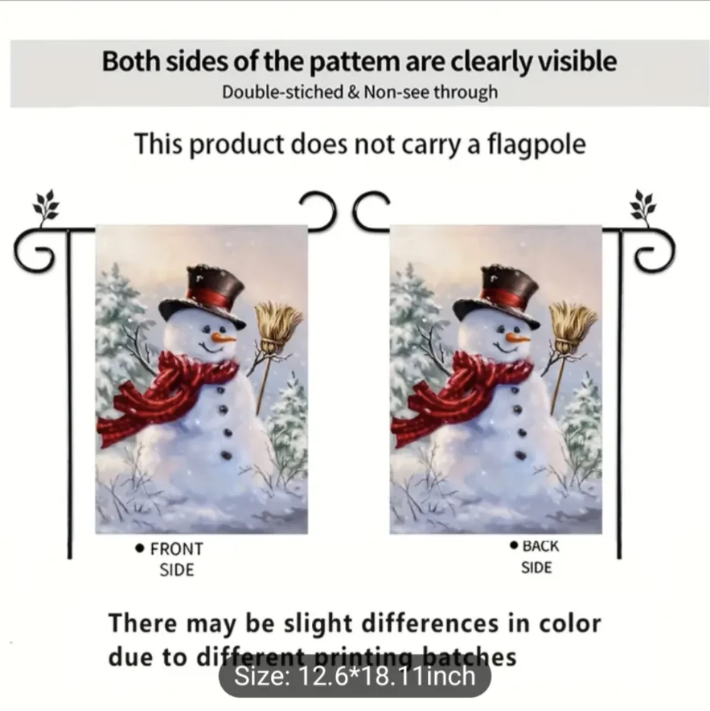 🆕☃️"SNOWMAN" Home Garden Flag Banner Double Sided Outside Yard Decor 12"X 18" - Picture 4 of 10